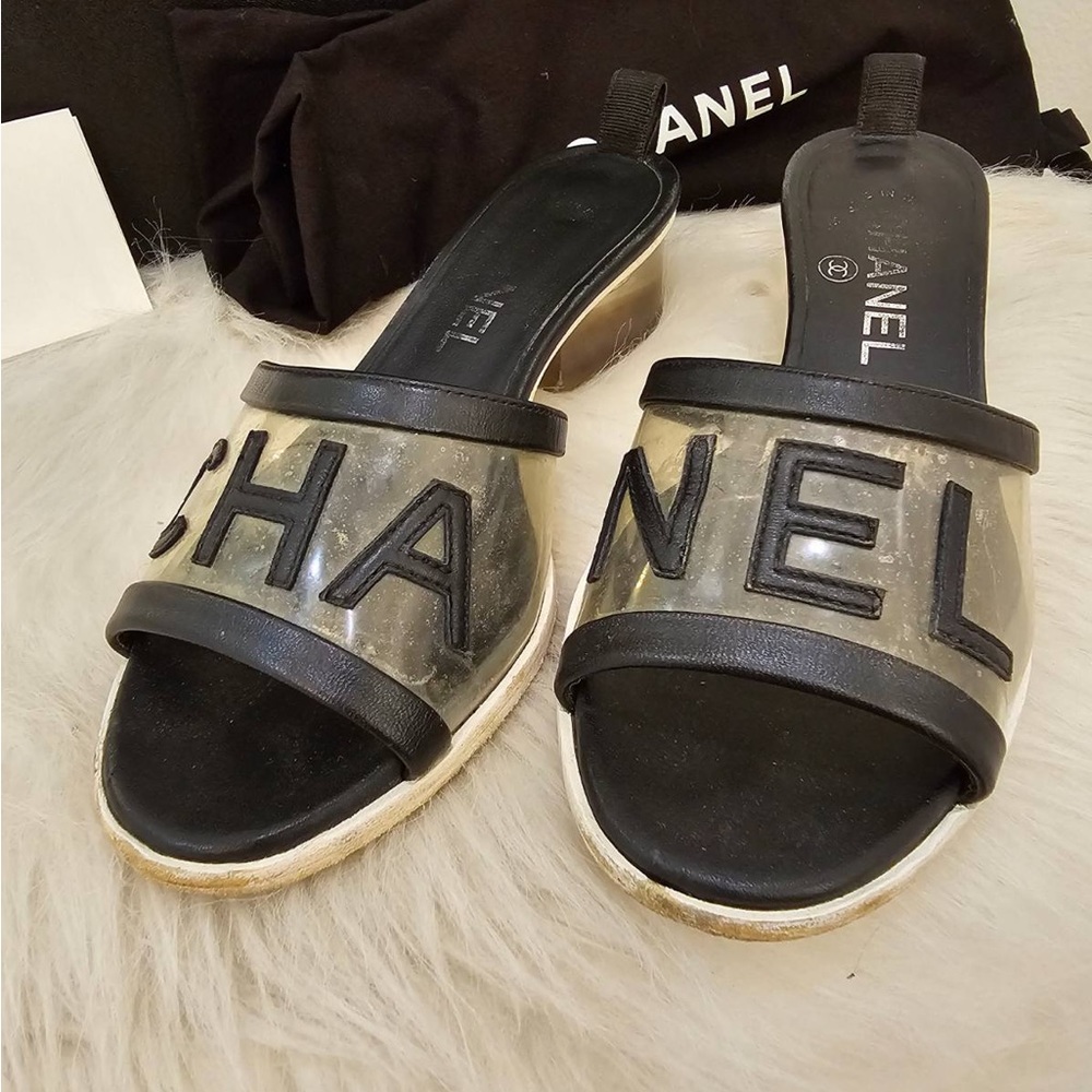 Chanel  Hard To Find PVC/Lambskin mules hard to find 19S size 35.